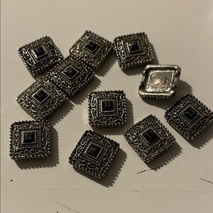 Vintage Style Silver and Blue Decorative Beads